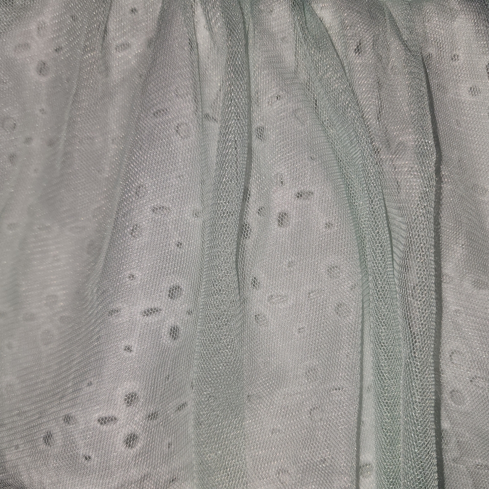 Lined Eyelet Skirt with Light Mint Green Tulle Overlay 12 Months